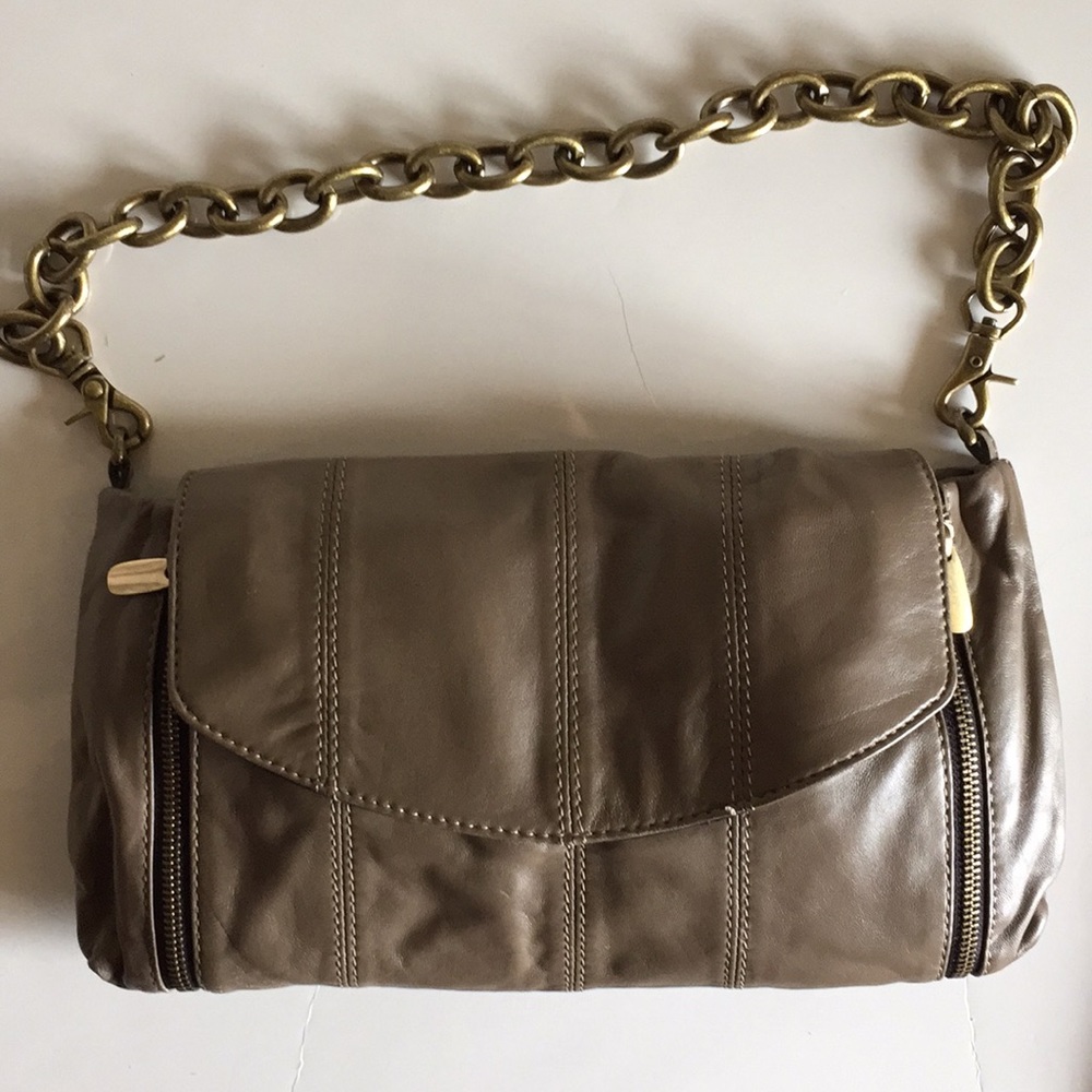 Hype grey leather chain strap shoulder bag- NWT